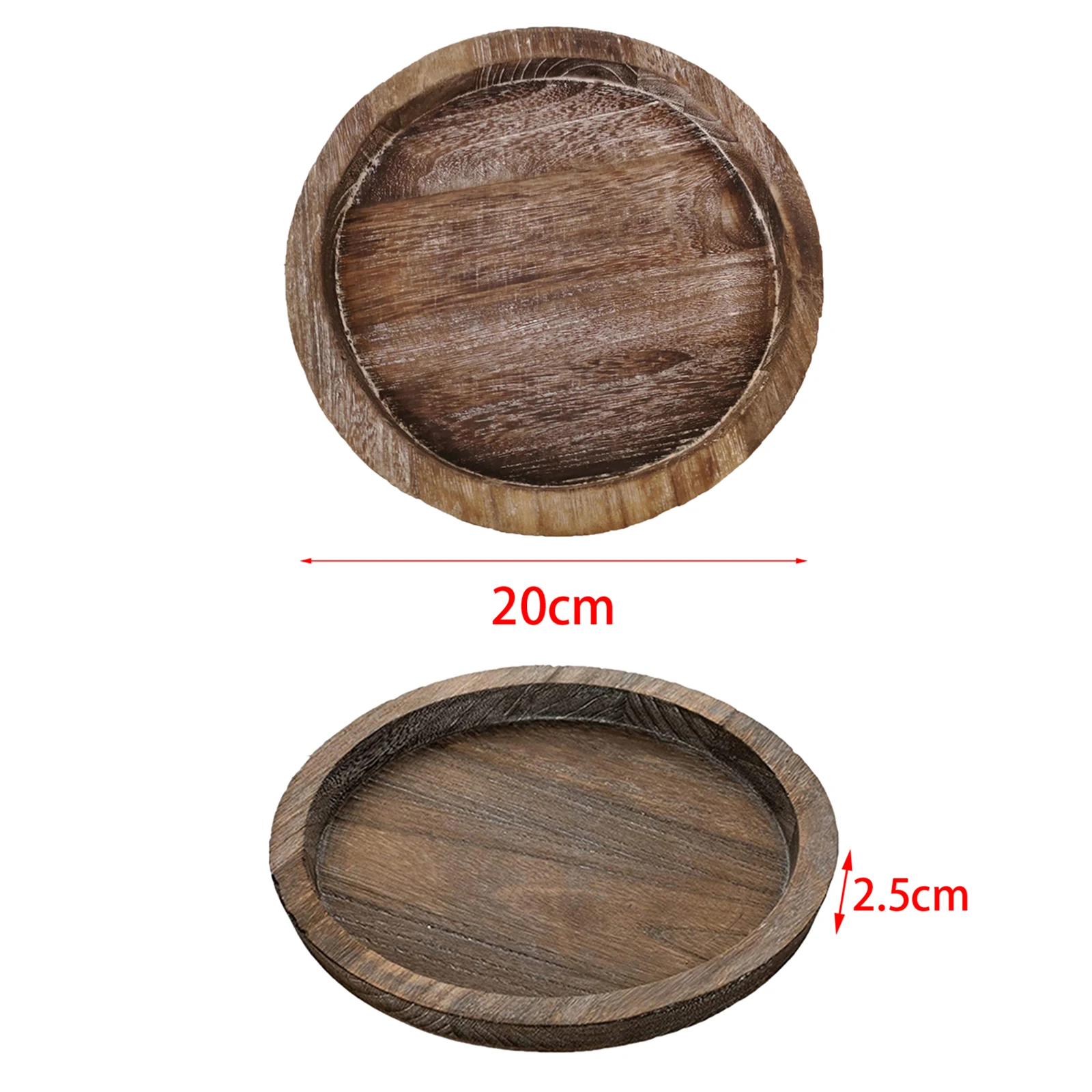 Round Natural Wooden Tray Wood Plate Tea Food Server Dishes Water Drink Dish Bamboo Display Tray for Tea Bread Fruit