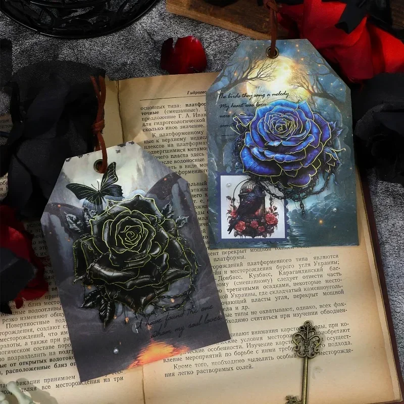 10Sheets Confinement Rose Retro Gothic Background Handbook Sticker Flower Handbook Material Adhesives Supplies 178*113mm