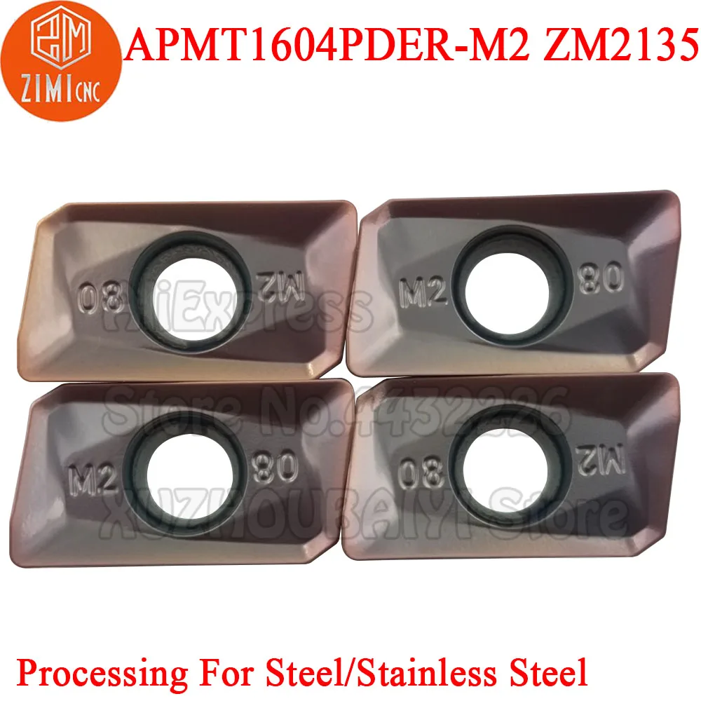 10 pz APMT1604PDER-M2 ZM2135 muslimym2 ZM2135 APMT1604 PDER APMT 1604 inserti di fresatura in metallo duro utensili per tornitura taglierina CNC
