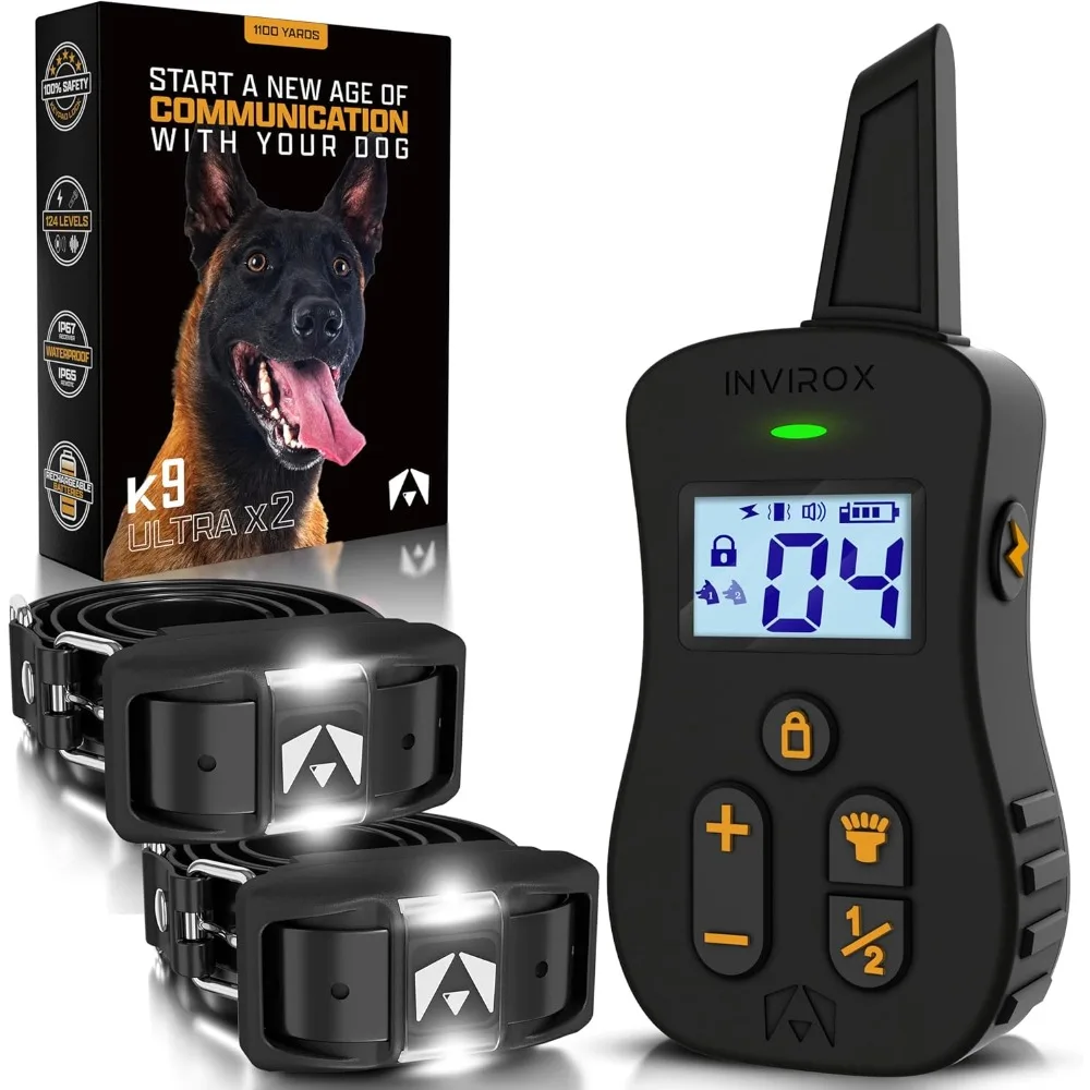 Dog Shock Collars，124 Training Levels, 4 Powerful Modes with Night-Light and ¾ Mile Range 100% Safe Dog Training Collar System