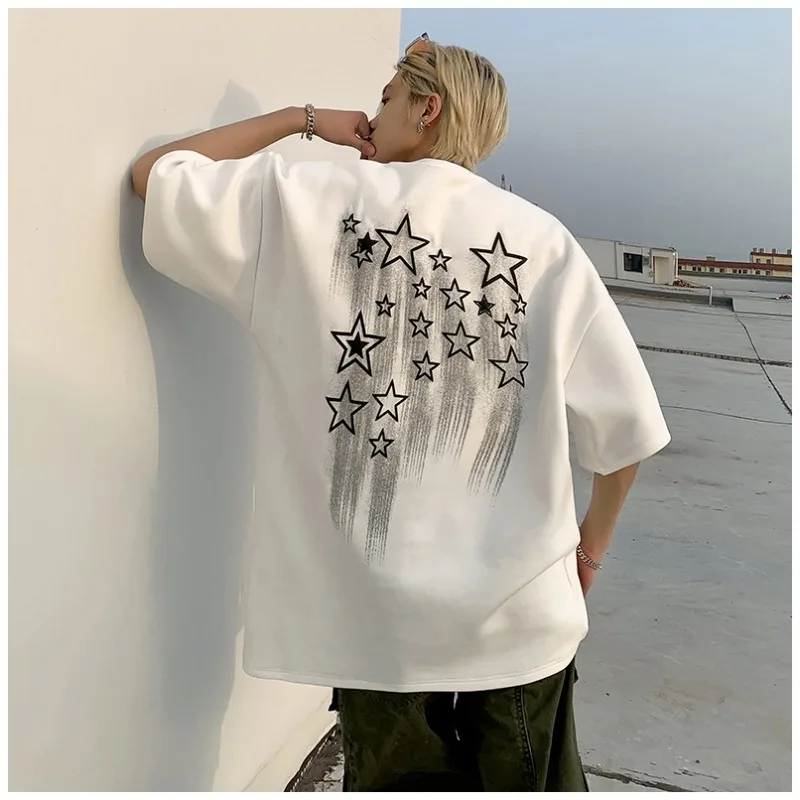 Graffiti Meteor Printed T-shirt for Men and Women Pure Cotton Summer Fashion Trend Casual Comfy Couple Short Sleeve Top Harajuku