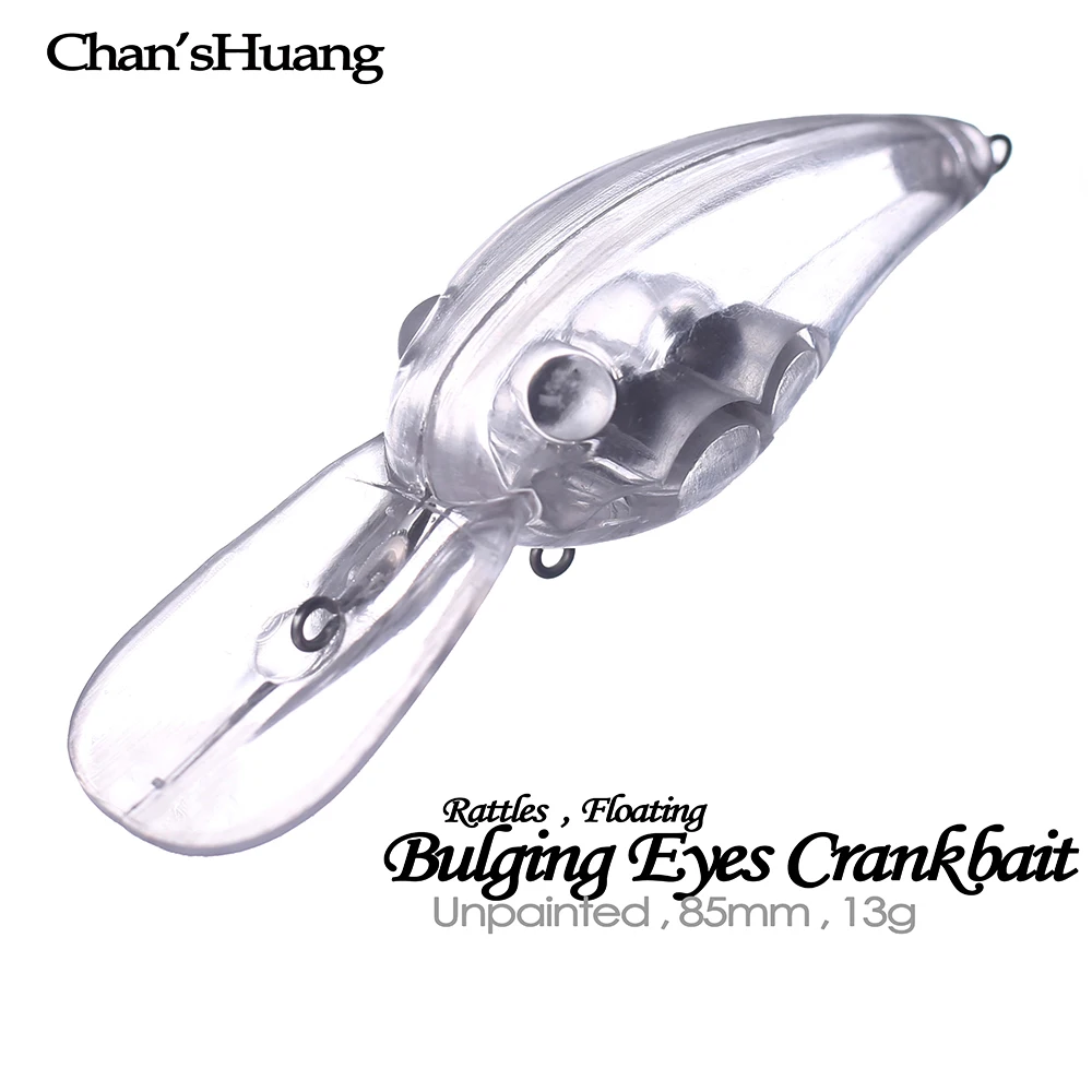 

Chan’sHuang 20PCS Unpainted Blanks Bait 8.5cm 13g Floating Rattles Bluging Eyes Crankbait DIY Handmade Artificial Fishing Lure