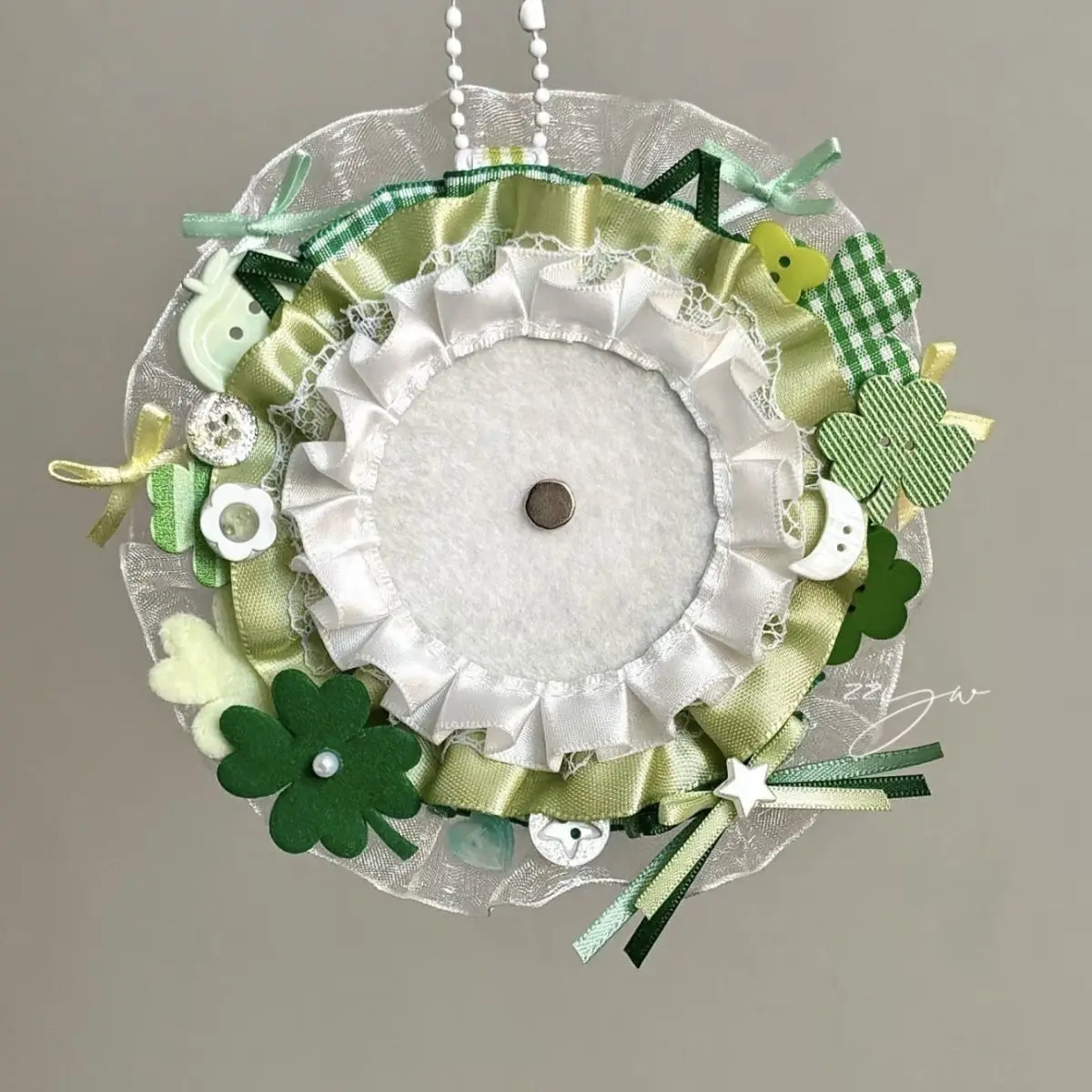 2026 Spring Green 55-60mm Badge Holder Hand Made Ita Bag Charm Goods Display Quadratic Element Ribbon Accessories