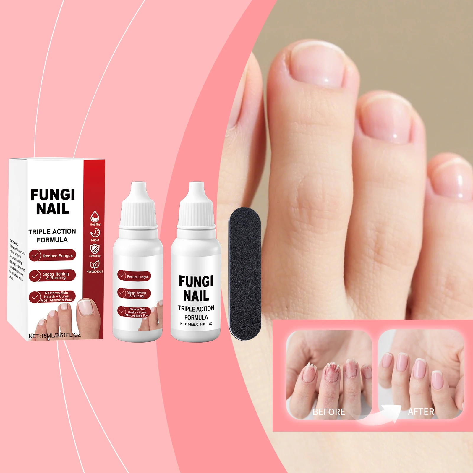 Nail Care Drops for Fingernail Toenail Liquid Repair Solution Improve Discolored Brittle Damaged Nails Treatment Kit Tools