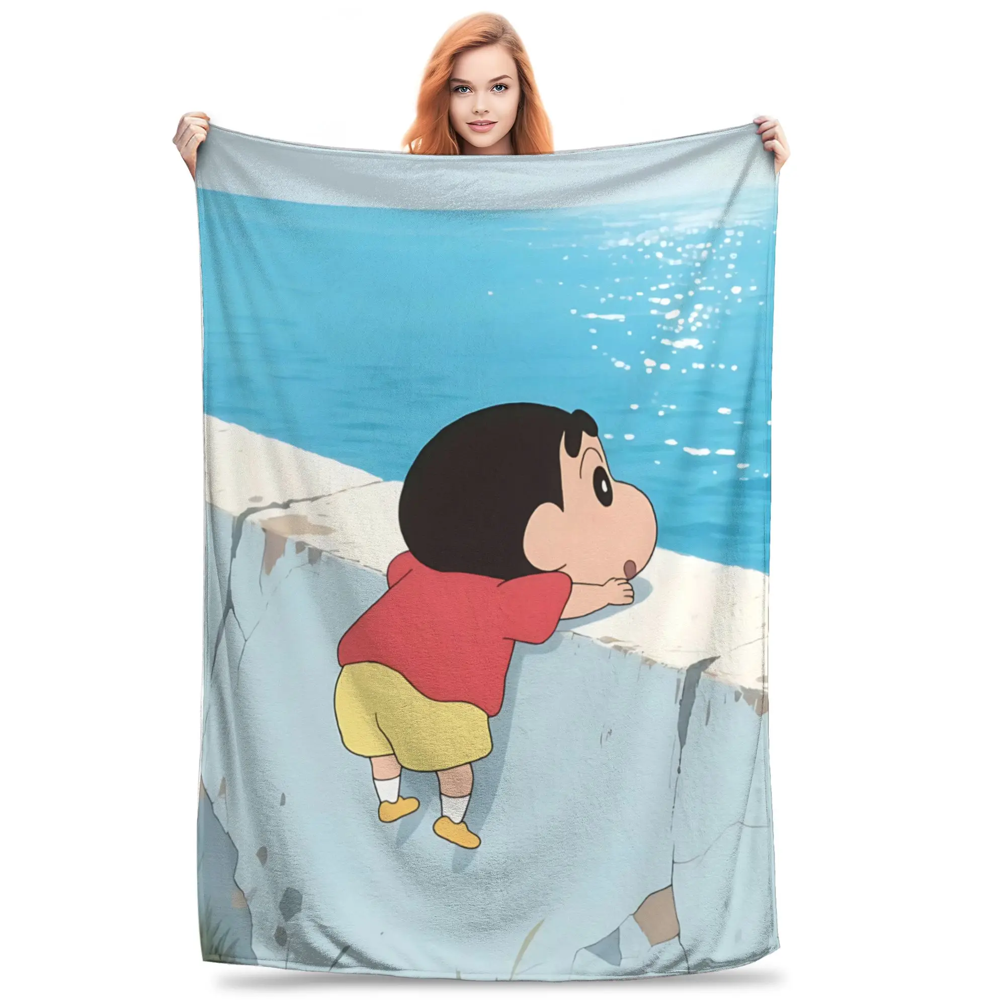 1PC home Cutecore Crayon S Shin chan  Blanket Super Cosy Plush Home Living Room Sofa halloween