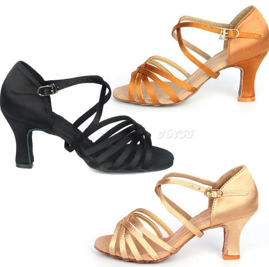 Woman Latin Shoes Ladies Girls Latin Dance Shoes Salsa Samba Party Ballroom Tango Dancing Sandals High Heel Soft Suede Sole A01G