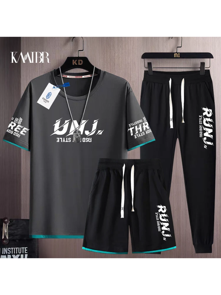 

Men's Summer round Ne ort Sve T-irt Thin Casual Home Clothes Set Large Size orts Youth Casual Wear KMiBR Brand