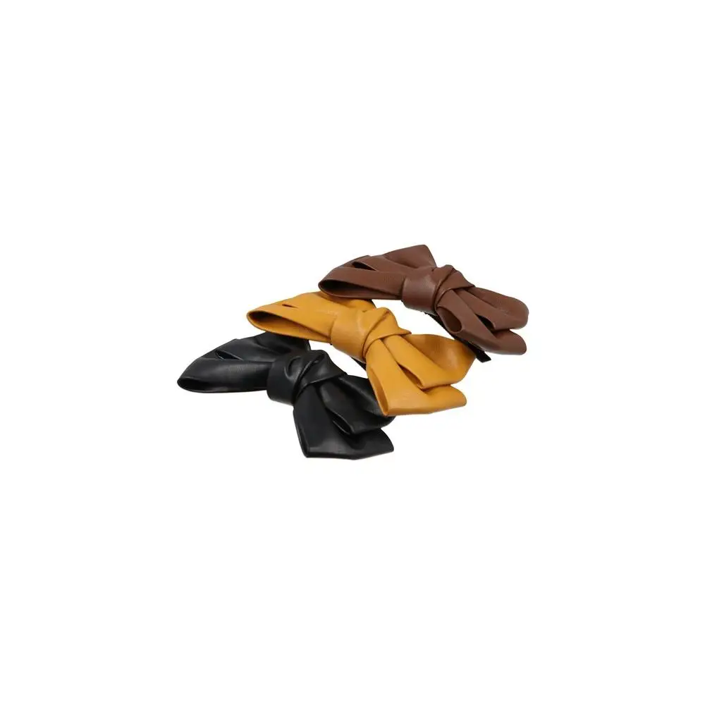 Korean Accessories PU Leather Girls Solid Color Duckbill Clips Headwear Hair Clips Spring Clips Bow Hairpin