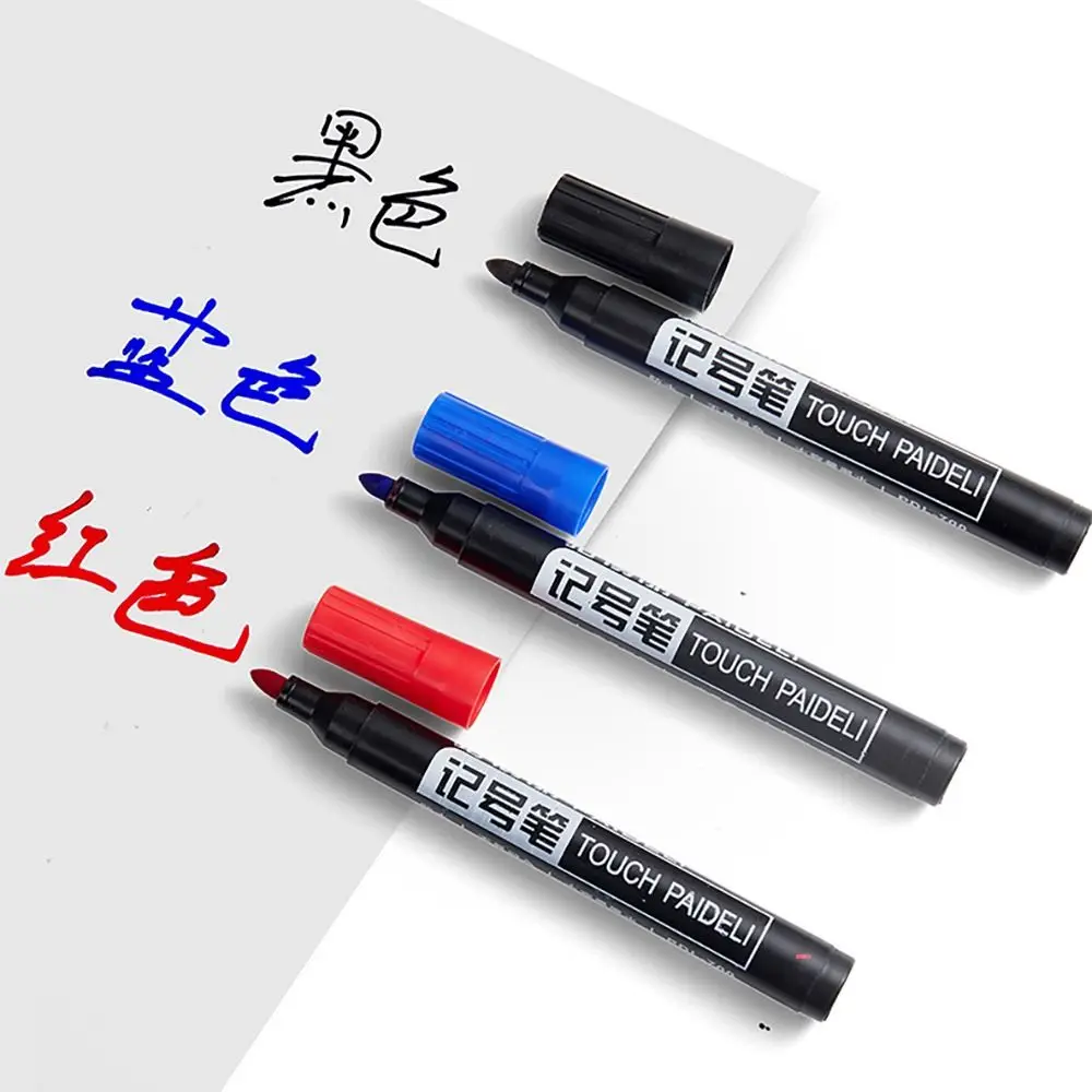 Quick-Dry Permanent Waterproof Marker 1.5mm Crude Nib Line Marking Pen Red Blue Black Ink Fine Color Marker Pens School Supplies