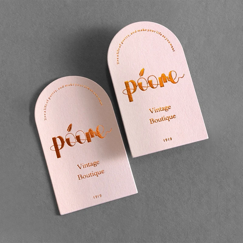 

Custom Business Cards Pink Paper letterpress Paper Embossed Debossed Cards Thank You Card Greetings Christmas Invitations Arched