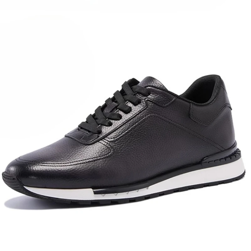 Genuine Leather Breathable Business Leisure Sports Shoes Men's High-end Handmade Comfortable Thick Soled Height Increasing Shoes