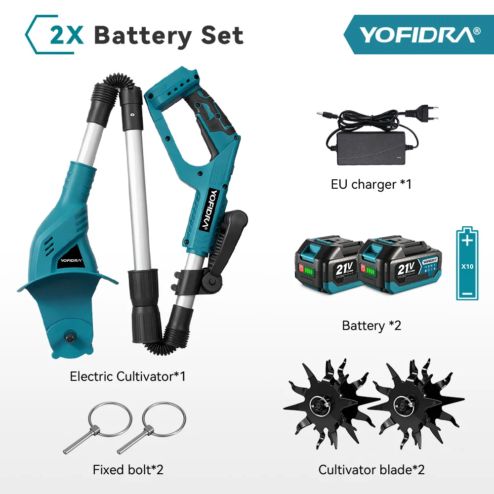 YOFIDRA Elektrische Scarifier Elektrische Tuinfrees Tuincultivator Rototiller Bodembewerkingstool Voor Makita 21V Accu