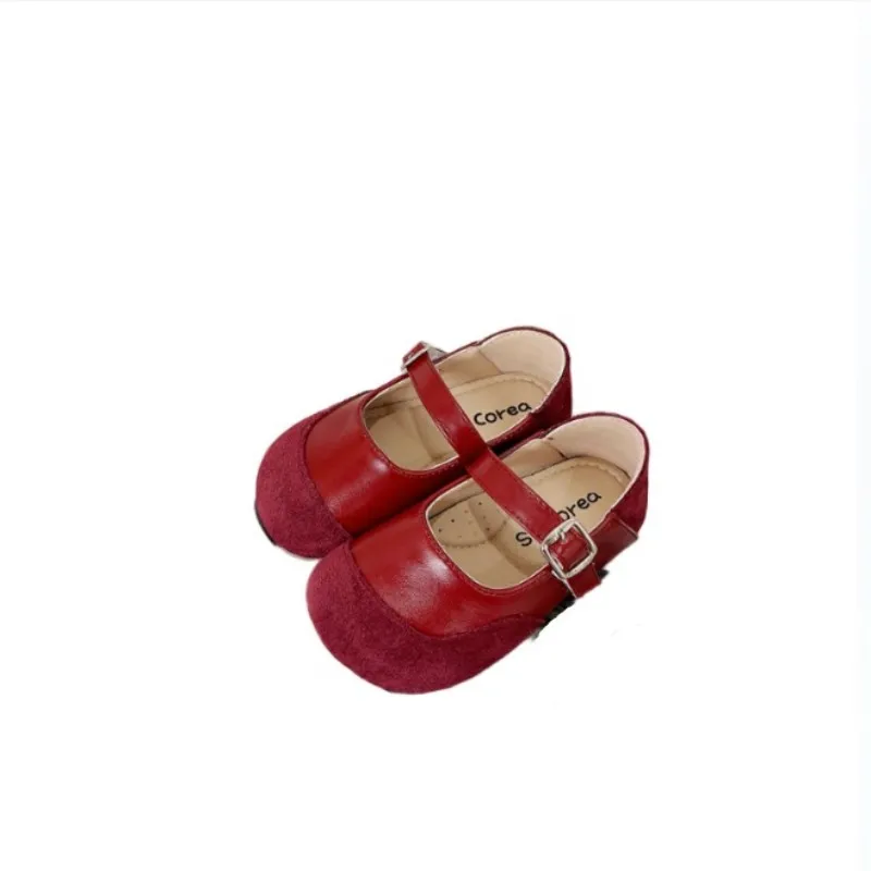 

Girls' Shoes 2025 Autumn New Style Shallow Mouth Round Head Mary Fashion Flat Bottom Princess Little Leather Casual Shoes 21-30