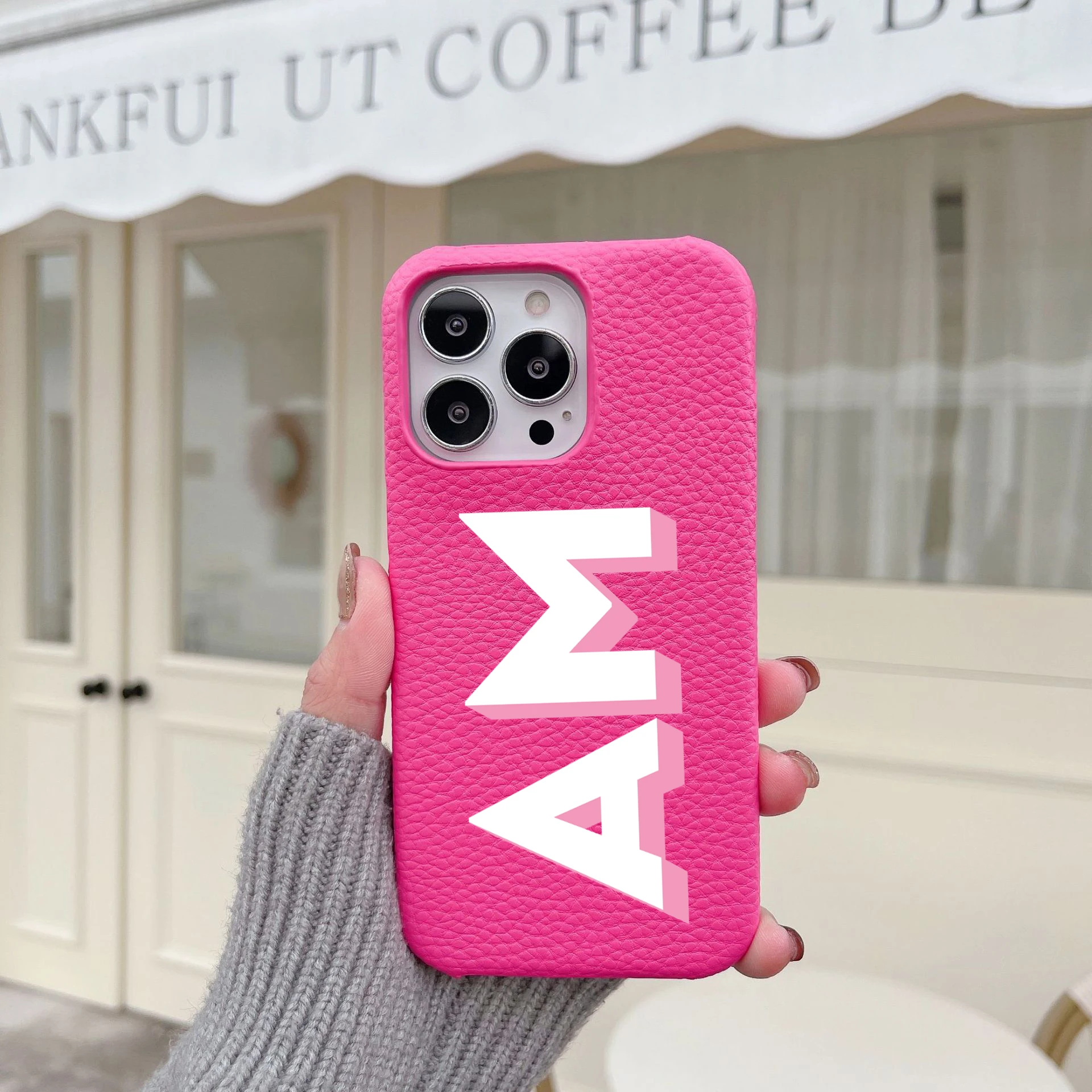 جراب جلد مخصص بحروف أولية لهاتف أيفون ، غطاء صلب فاخر ، اسم مخصص ، 15 ، 14 ، 13 ، 12 ، 11 برو ماكس ، إكس آر ، 7 ، 8 بلس