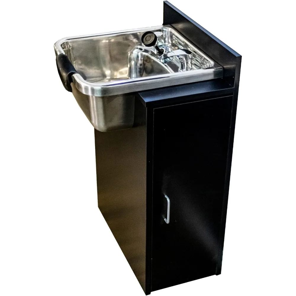 

Salon Shampoo Stainless Bowl Spa Equipment Black Cabinet TLC-1167 SS-FC