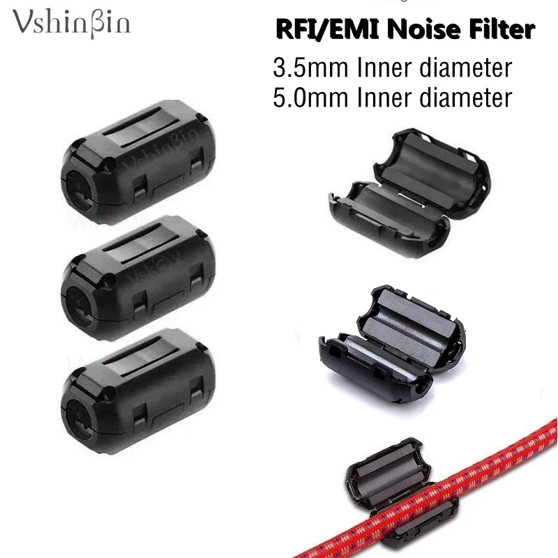 

5PCS 5.0mm 3.5mm RFI EMI Noise Suppressor Filter Core for Mouse DVR Headset Speaker Audio Cable Ferrite Choke Shielded Clip