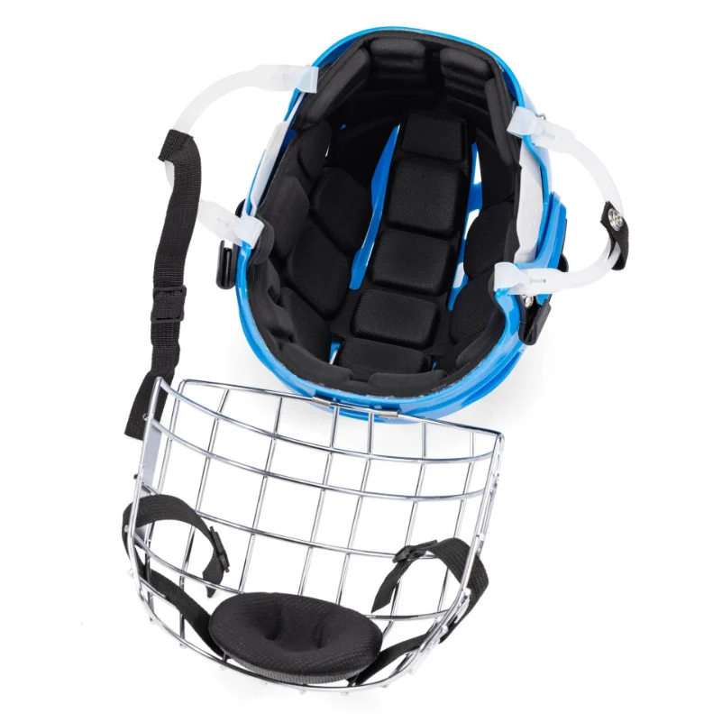 Ice hockey helmet, roller skating helmet, field hockey helmet, football helmet, land-based sports helmet, hockey helmet