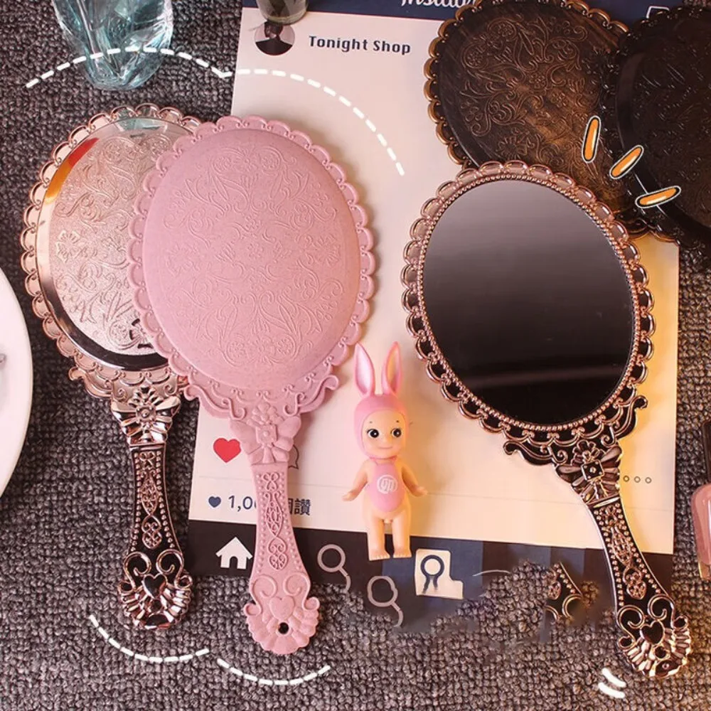 Universal Abs+Glass Material Handheld Mirror Retro Style High Definition Makeup Mirror Dental Mirrors Gift