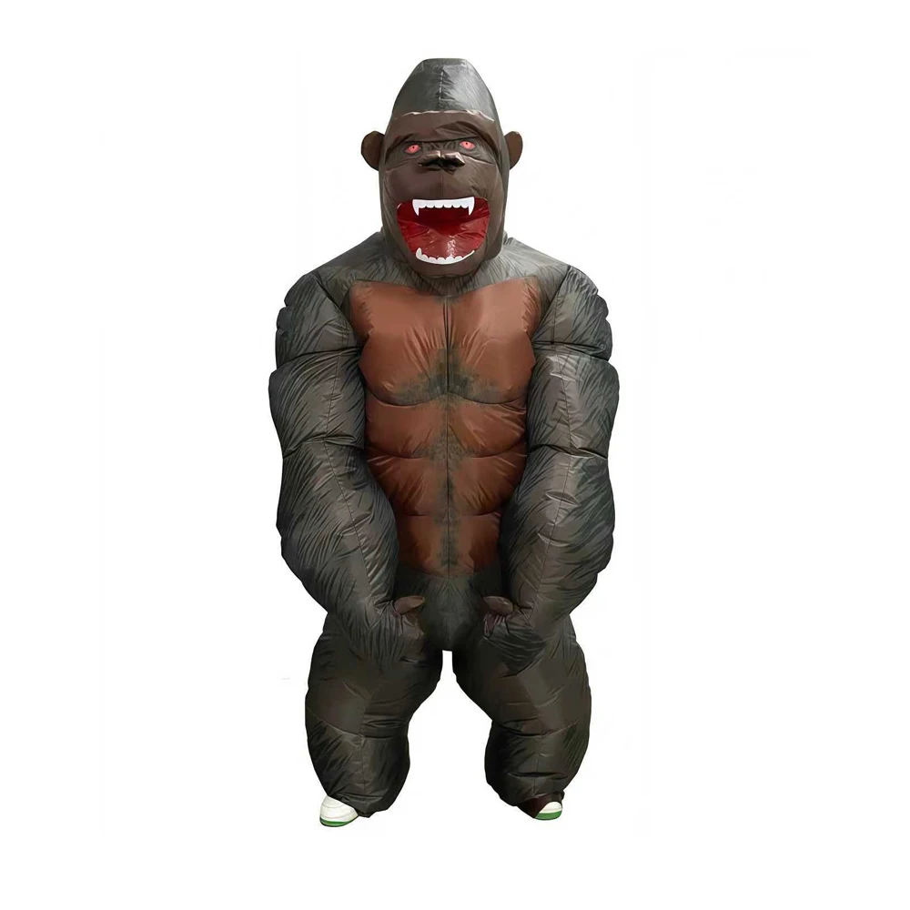Adulto gorila inflável cosplay traje gibbon chimpanzé macaco fantasia muscular king kong vestido explodir terno festa de halloween dos desenhos animados