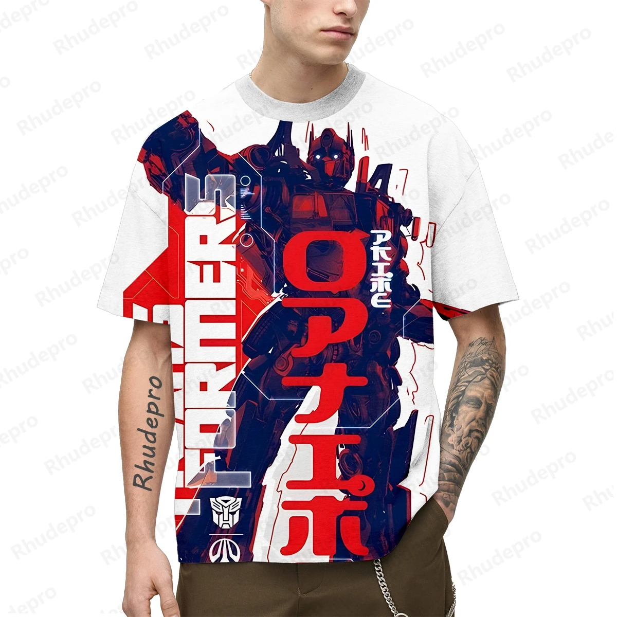 Camiseta de manga curta estilo Harajuku masculina, streetwear modelo Gundam, camiseta masculina extragrande, tops, roupas Harajuku, Y2K Essentials,