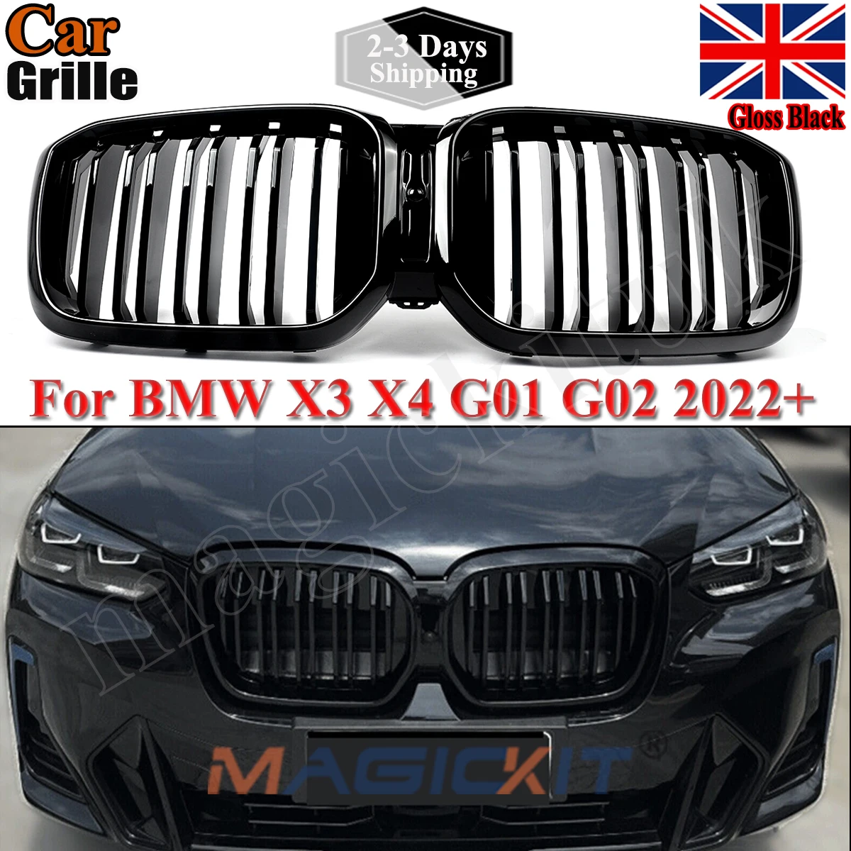 Magickit M Style Racing Grills Double Slat Front Bumper Grille For BMW X3 G01 X4 G02 2022 2023 sDrive20i xDrive20i M40i Sports