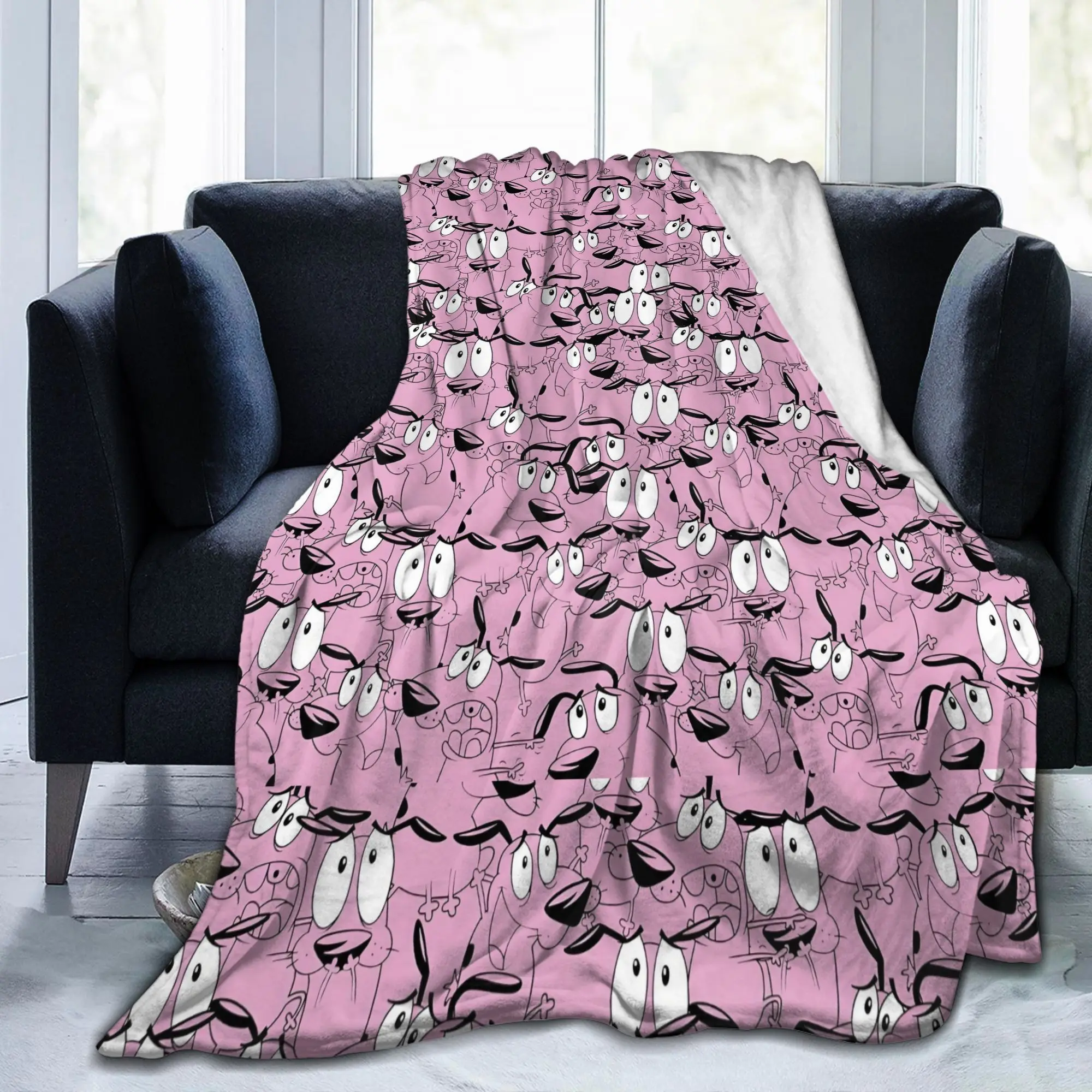 Custom Cowardly Dog Blanket Warm Fleece Soft Flannel Cartoon Courage Beagle Throw Blankets for Bedding Sofa Home Spring Autumn