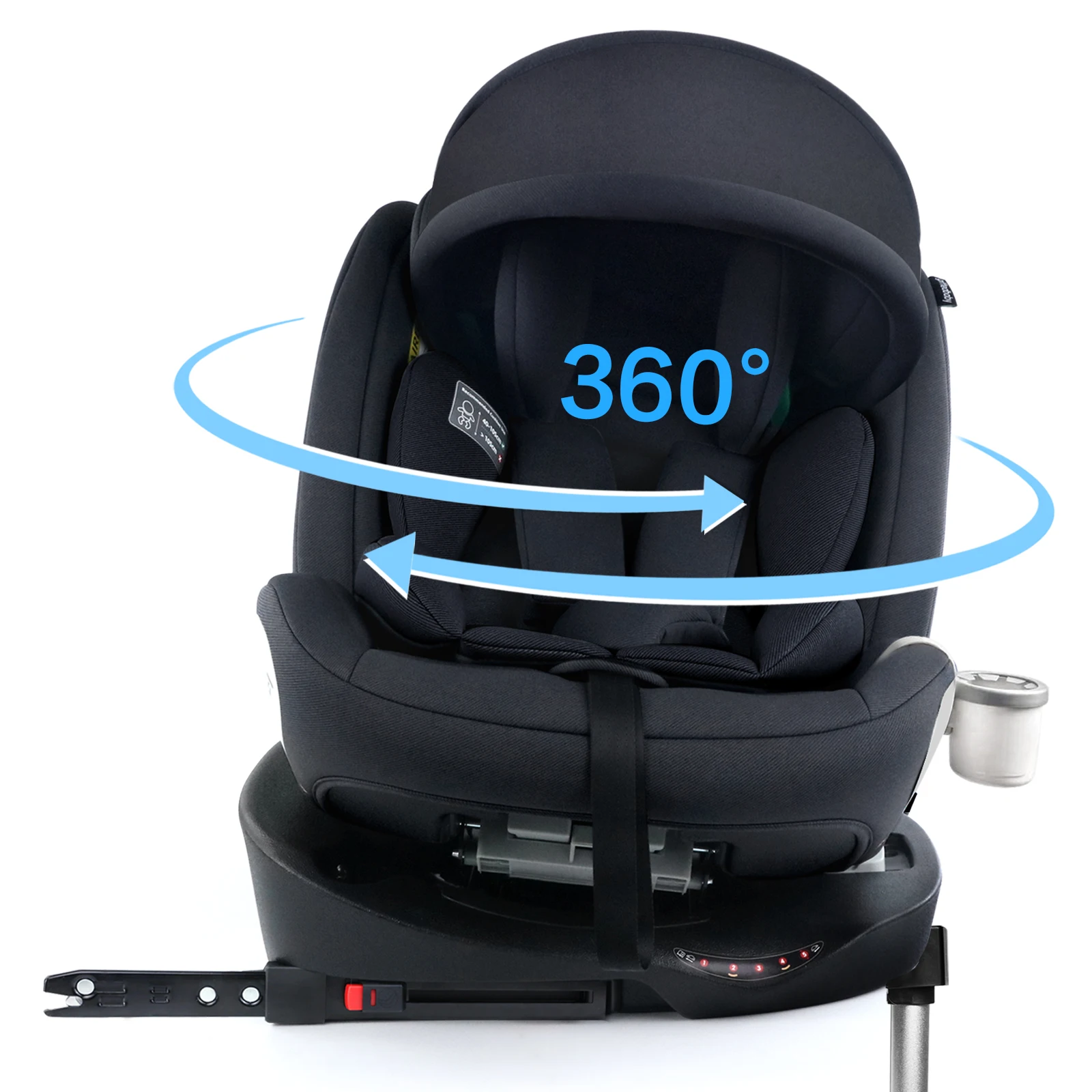 Siège auto enfant 360 ° Siège auto rotatif avec ISOFIX, convertible, 40-150 cm, 0-12 ans, ECE R129, ceinture de sécurité 3 points