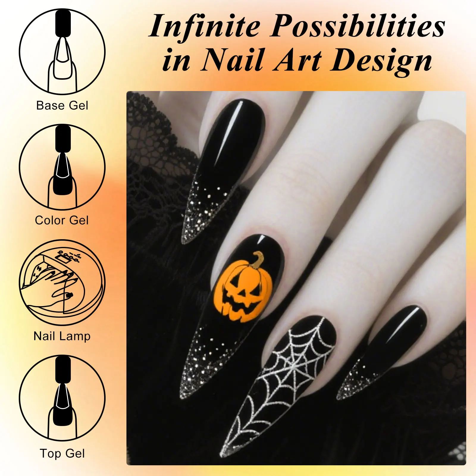 8pcs Gel Nail Polish Set For Halloween Nails Semi Permanent Autumn Soak Off UV Gel Varnish Nail Art Decoration Nail Supplies