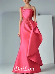 Mermaid / Trumpet Elegant Floral Engagement Prom Dress Illusion Neck Sleeveless Floor Length Satin with Appliques