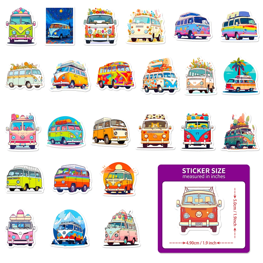 10/50pcs Cartoon Cute Transportation Bus Varied Sticker Pack for Kids Scrapbooking Luggage Laptop Car Decoration Sticker Decals