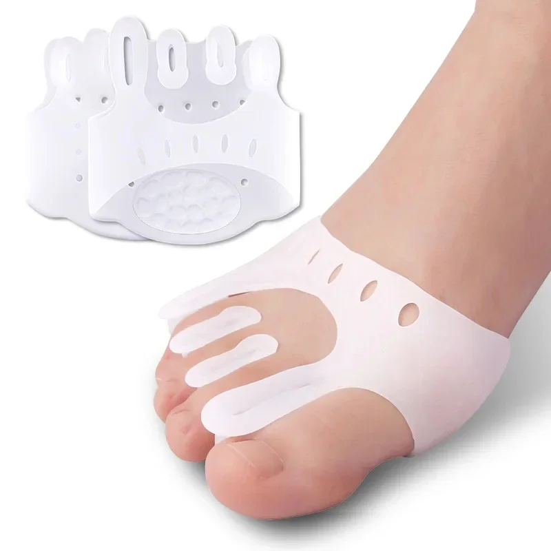 Correcteur d'oignon en Gel de Silicone, séparateurs d'orteils, coussinets pour l'avant-pied, bretelles orthopédiques, entretoises orthopédiques pour Hallux Valgus, 2 pièces = 1 paire