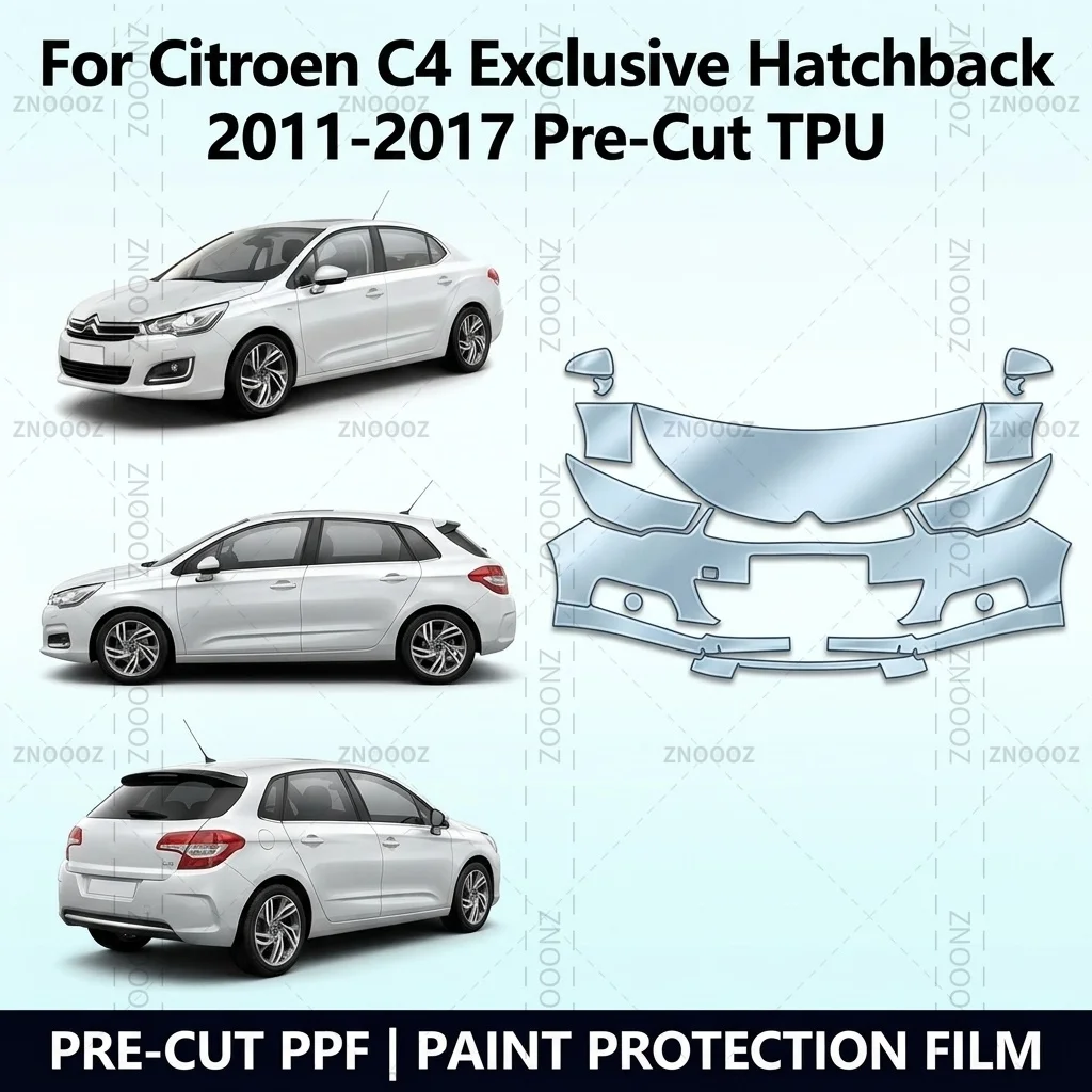 For Citroen C4 Exclusive Hatchback 2011-2017 Pre-Cut TPU PPF Front Kit Self Healing Glossy Clear Stone Guard Anti Yellowing