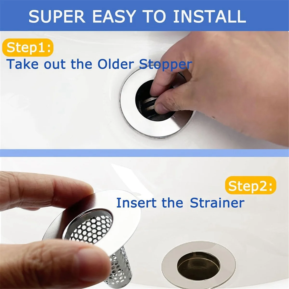 6PCS Bathroom Sink Drain Strainers for 1.2-1.6Inch Drain Hole, 1Inch Small Conical Stainless Steel Bathtub Drain Cover