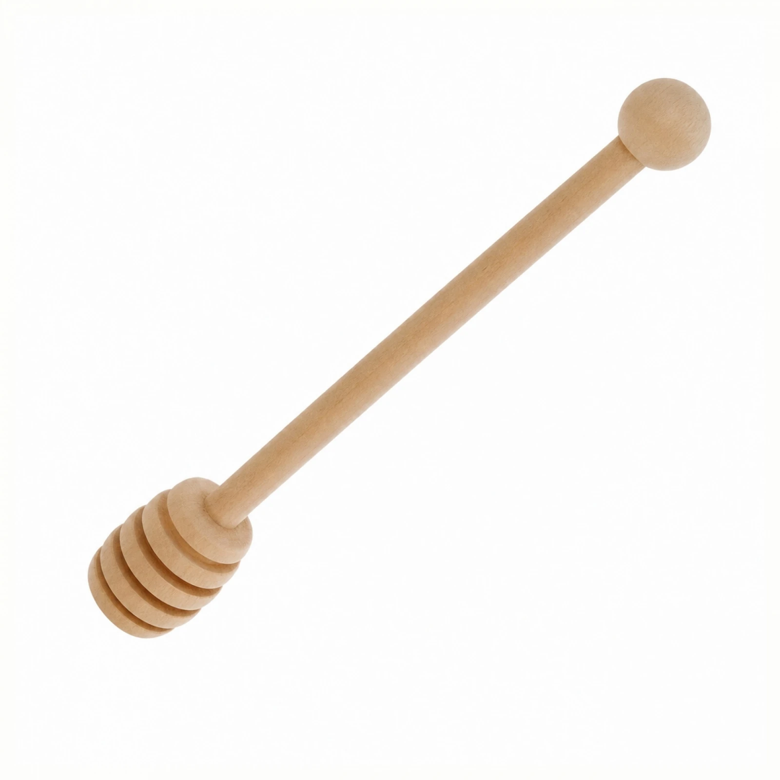 Cuillère à miel en bois naturel de 15 cm, bâtonnet à miel avec rainures profondes pour servir les sirops et les confitures, mélangeur ergonomique et écologique pour les petits-déjeuners et la pâtisserie maison