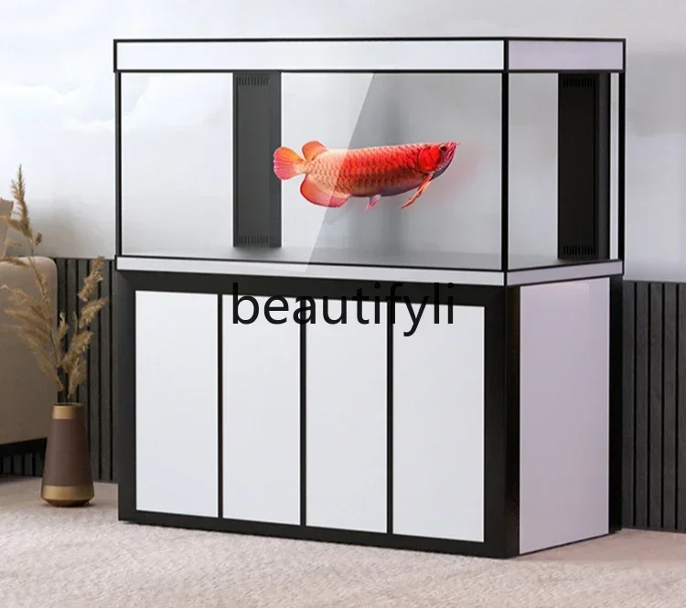 

Household ultra-white glass fish tank living room office new Chinese bottom filter