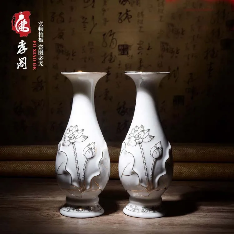 Wholesale Buddhist supplies # Buddhism Temple FENG SHUI ceremony Guanyin Lotus White porcelain water bottle --