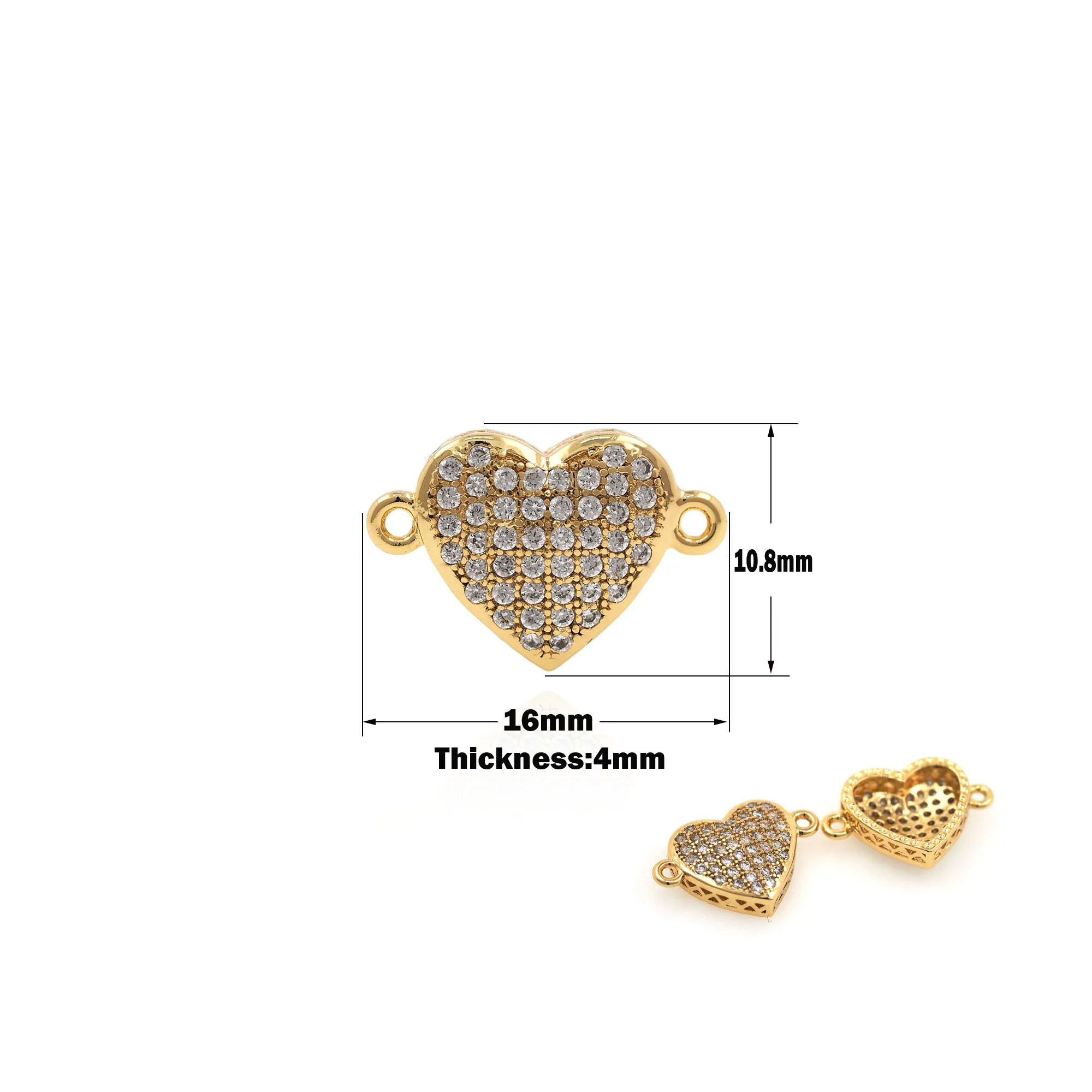 Micro Paving Zircon Heart Charm Pendant Connector for DIY Handmade Anklet Chain Jewelry Making Accessories