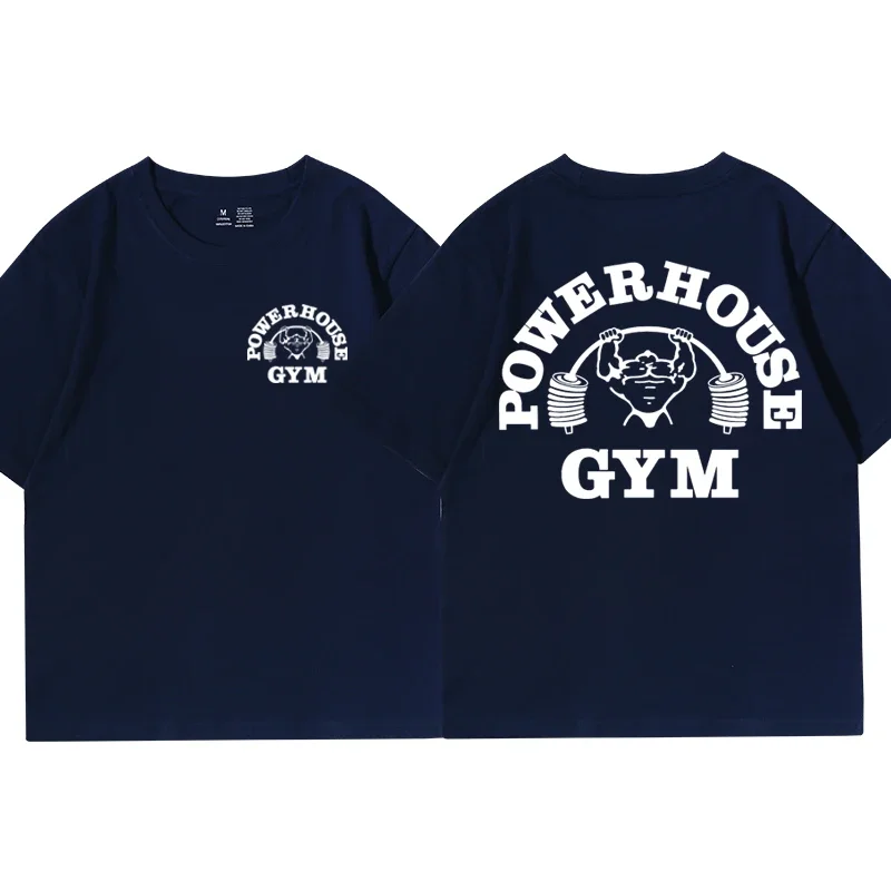 Hot Sale Powerhouse Gym Print T Shirt Men Women Casual Fashion Oversized T-shirt High Quality Pure Cotton Short Sleeve T-shirts