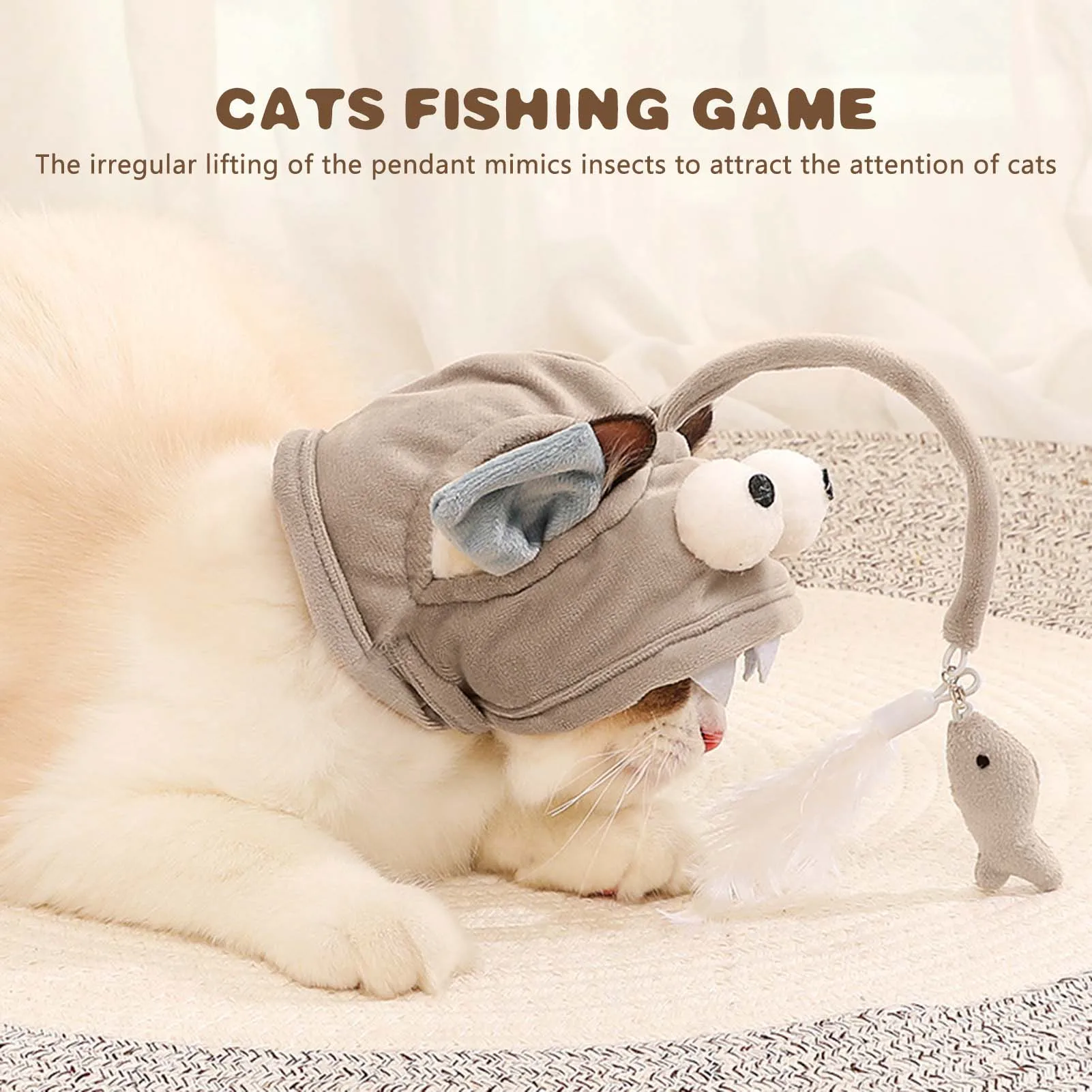 Head Mounted Teaser Stick Toy Funny Self-Service Cat Hat Toy Suitable for Indoor Cats Kittens