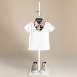 Summer Baby Boys Clothes Shirt Short Sleeve Tee Tops Fashion Toddler Children Sport  Shirts Little Kids Outfits Fake Two