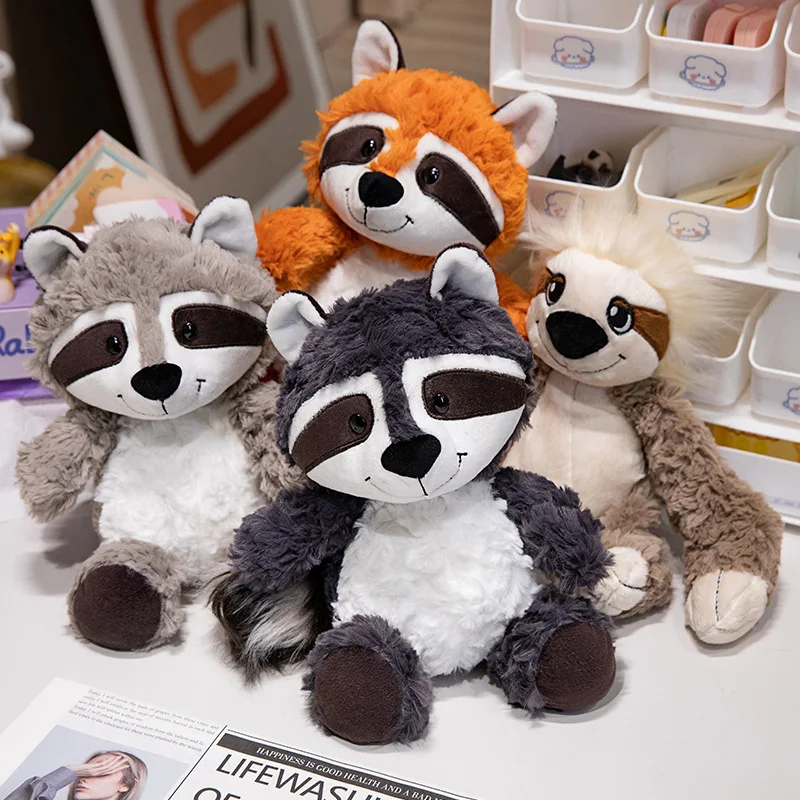 25–35 cm graues Waschbär-Plüschtier, schöner Faultier, Fuchs, niedliche weiche Kuscheltiere, Puppenkissen für Geburtstagsgeschenk, Valentinstag – Detail 13