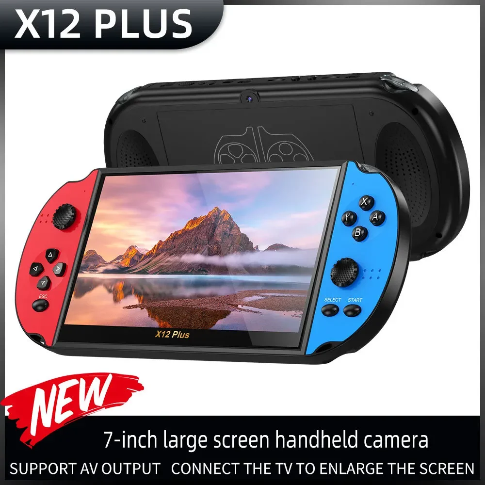 7.0 بوصة X12PLUS 32GB وحدة تحكم ألعاب محمولة باليد ل GB FC MD 5000 ألعاب ريترو دعم التلفزيون خارج الموسيقى الكتاب الاليكتروني مشغل فيديو