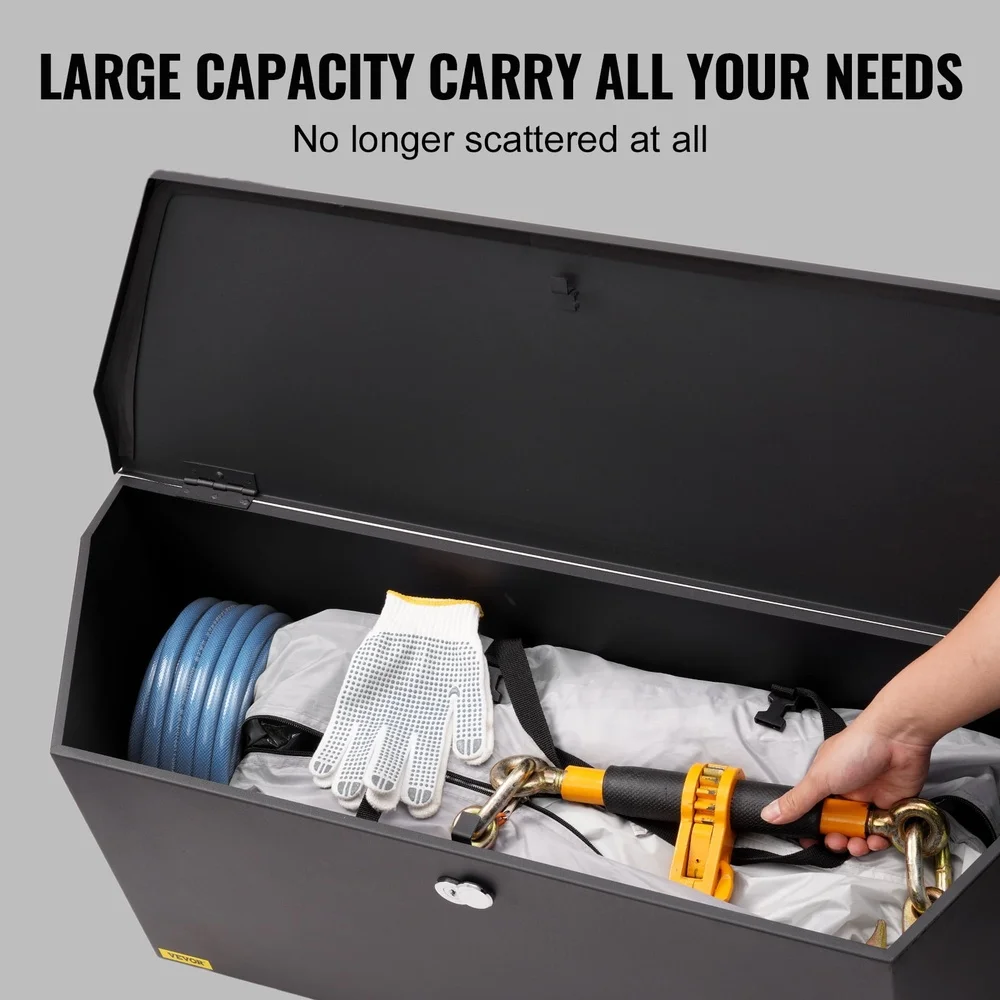 Weather Resistant Trailer Tongue Tool Box Carbon Steel Durable Secure Storage Compact Tool Organizer RV Outdoor Equipment 110