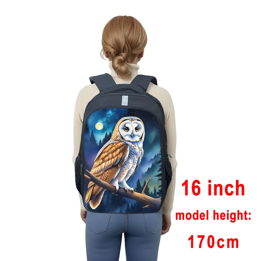 Cartoon Owl Birds Print Backpacks Colorful Owl Moon Painting Kids Children Schoolbag Bookbag Teenager Storage Bag Backpack Gift