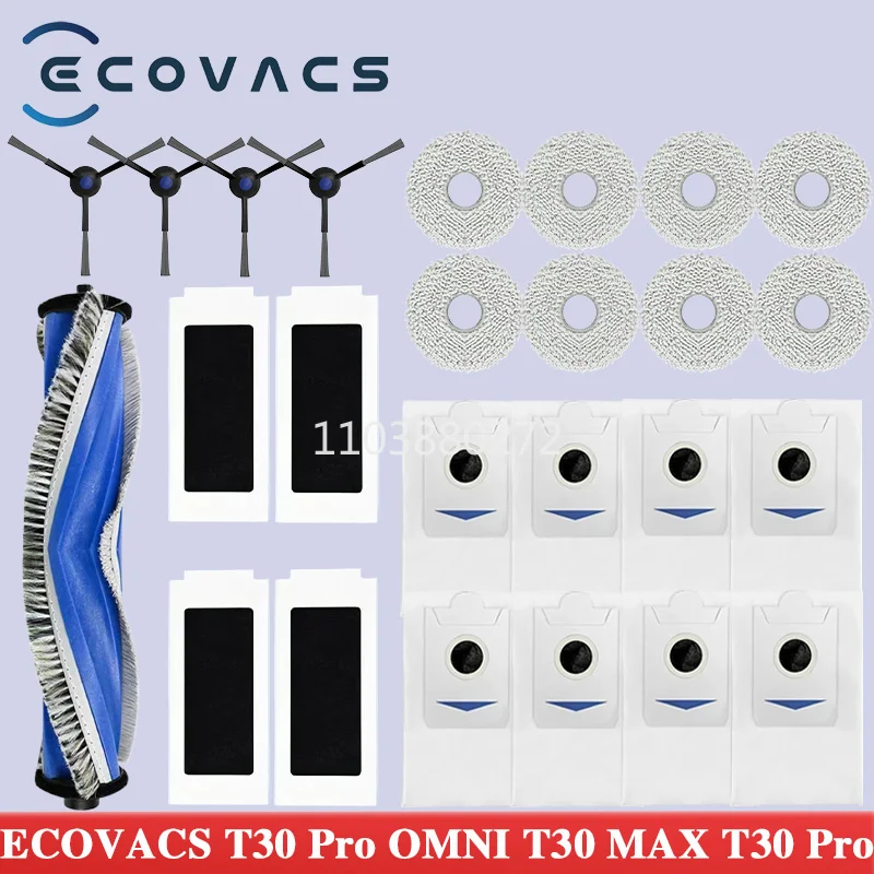 

ECOVACS T30 PRO OMNI / T30S PRO / YEEDI M12 Pro+ Robot Vaccum Replacement Parts Dust Bag Main Side Brush Filter Mop Accessories