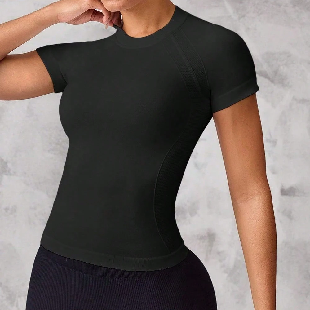 Women's Short-Sleeved Sports Top, Breathable and Quick-Drying Fabric, Suitable for Running and yoga,