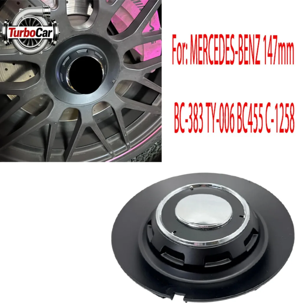

4PCS/LOT Black Wheel Center Hub Cover Cap BC-383 BC383 Compatible with BC455 C-1258 C-1258-LA5B TY006 TY-006 For MERCEDES-BENZ