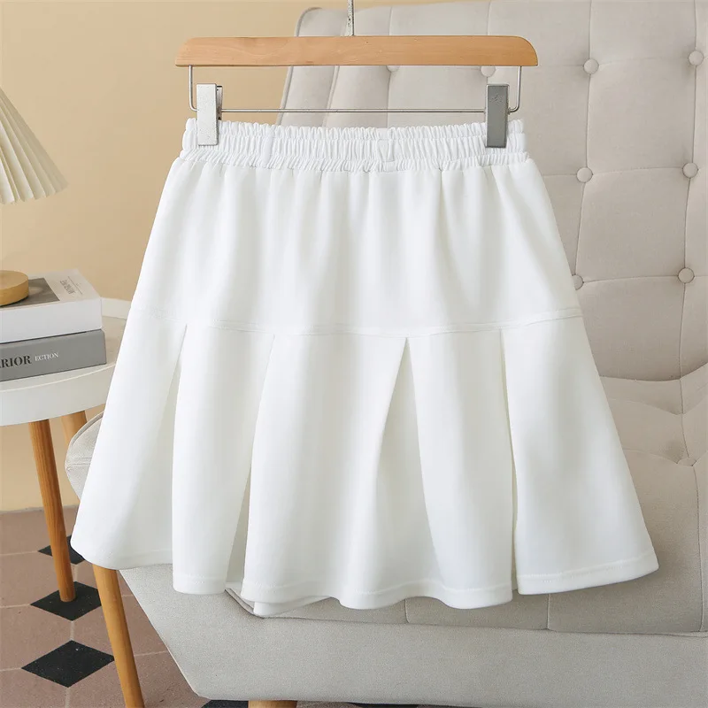 2026 Spring Summer Plus Size Women Pleated Skirt Elastic Waist Princess Mini Skirt Fashion Curvy Skirt 8826 view 3