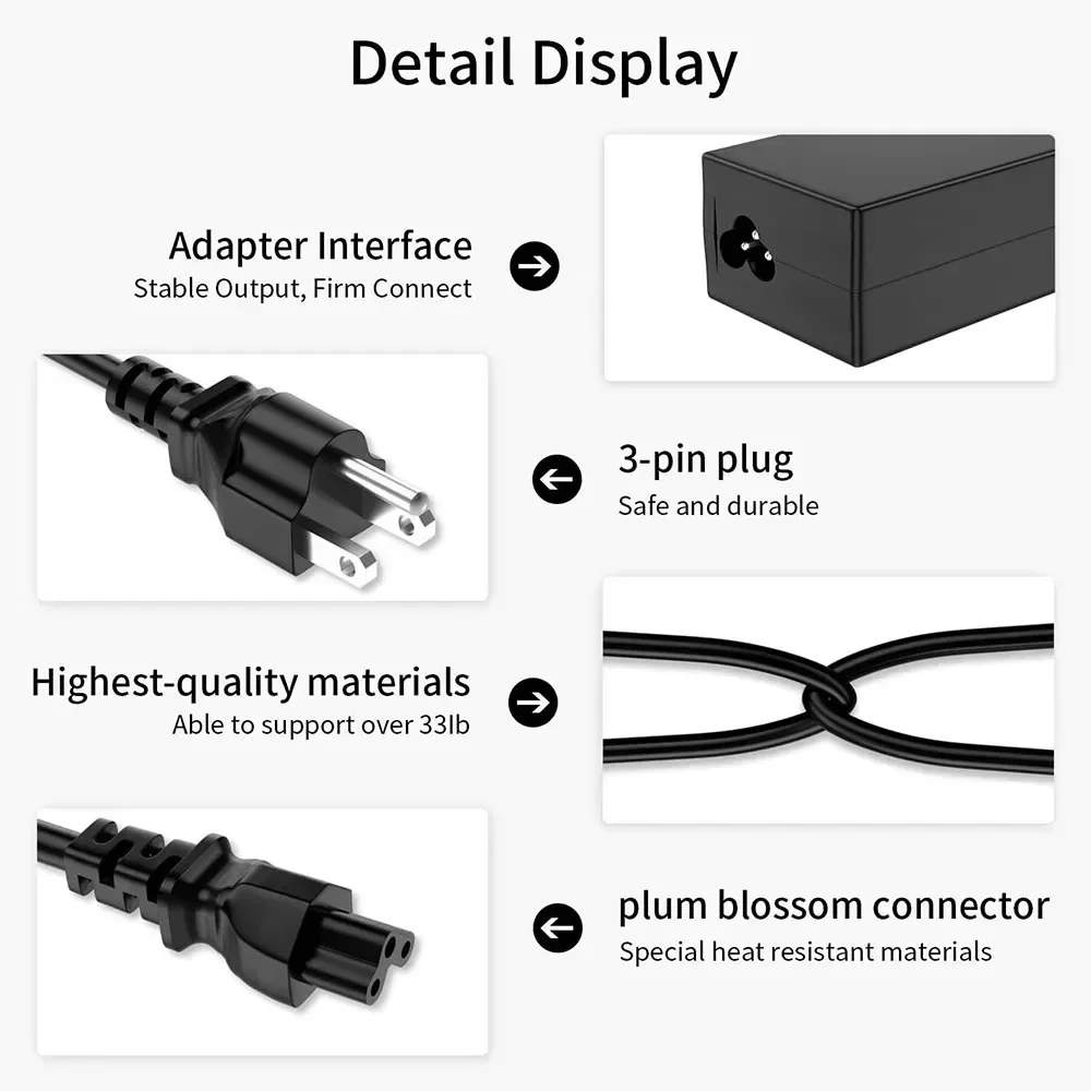 19V 3.42A 65W Replacement AC Adapter Charger For JBL Boombox/JBL Xtreme/Xtreme 2/Xtreme3 Portable Wireless BT Speaker Power Cord