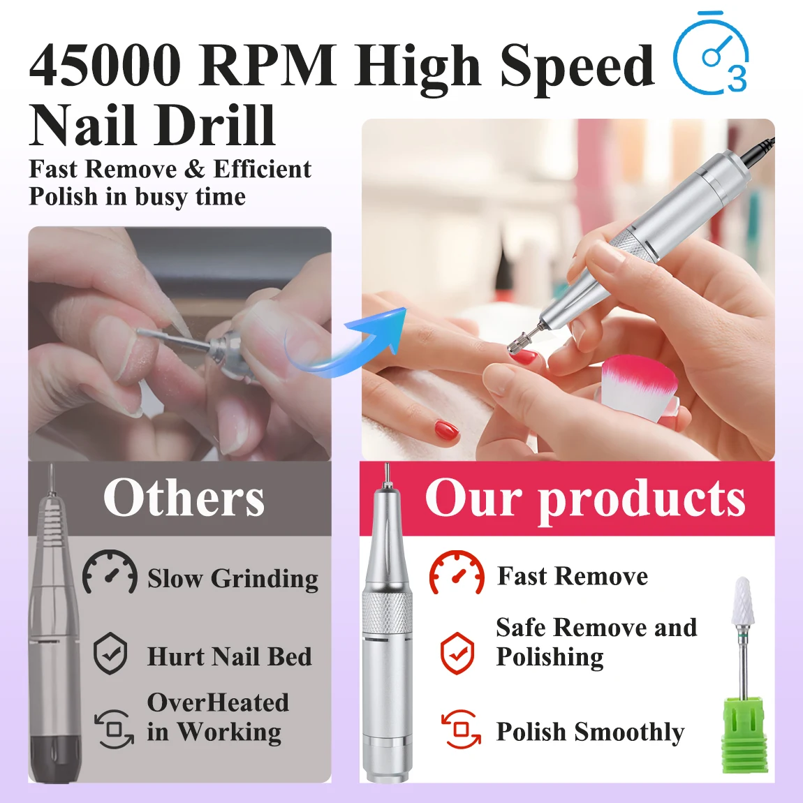 Juego de taladro de uñas profesional, máquina perforadora de lima de uñas, kit de manicura y pedicura, juego de lima de uñas para el hogar y el salón